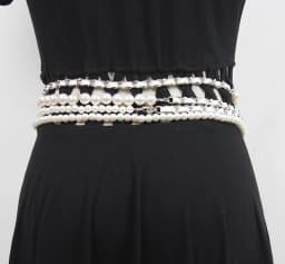 Women's Runway Fashion PU Leather Chain Pearl Cummerbunds Female Dress Coat Corsets Waistband Belts Decoration Belt R3554
