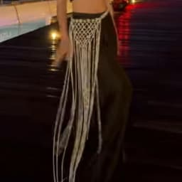 Beachapche Handmade Diamond Wire Knitted Fringe Waist Belt Women Sparkly Rhinestone Mesh Long Tassel Waist Chain Party Club Fest
