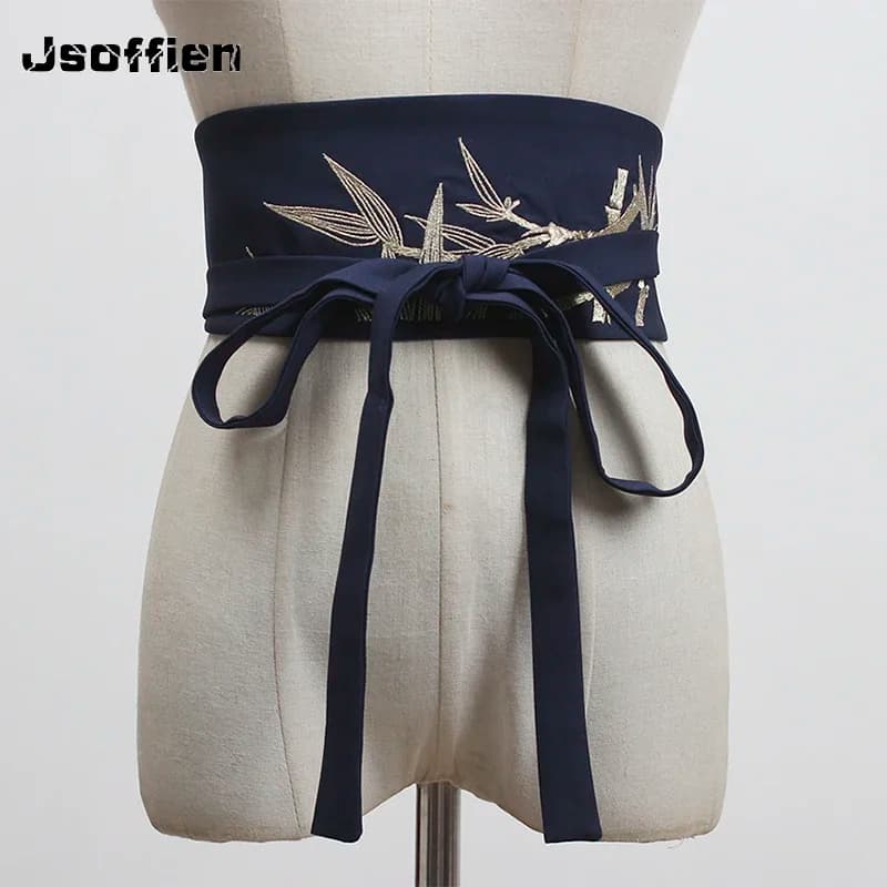 Japanese Embroidery Vintage Style Waist Cummerbunds Woman Wide Corset Yukata Dress Accories Haori Obi Yukata Waistband