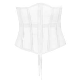 Women Sexy See-Through Mesh Underbust Corset Top Crisscross Lace-Up Bandage Bustier Slimming Waist Belt Cincher Body Shaper