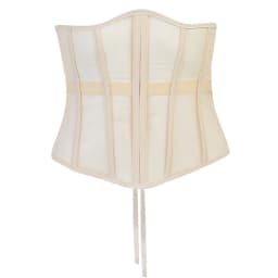 Women Sexy See-Through Mesh Underbust Corset Top Crisscross Lace-Up Bandage Bustier Slimming Waist Belt Cincher Body Shaper