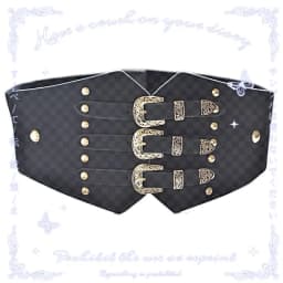 Japanese Harajuku Gothic Punk Wide Waistband Hardcore Girl Retro Pattern Versatile Studded Lacing
