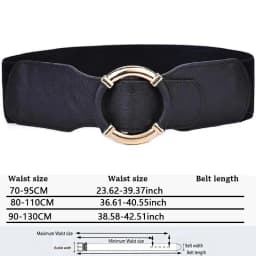 Women's Elastic Belt Corset Women Waist Belts Trend Gold Circle Buckle Waistband High Quality Stretch Wide Black Belt DT072
