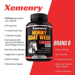 Men's Horny Goat Weed Capsules 5050 mg Formula Contains Black Pepper Extract