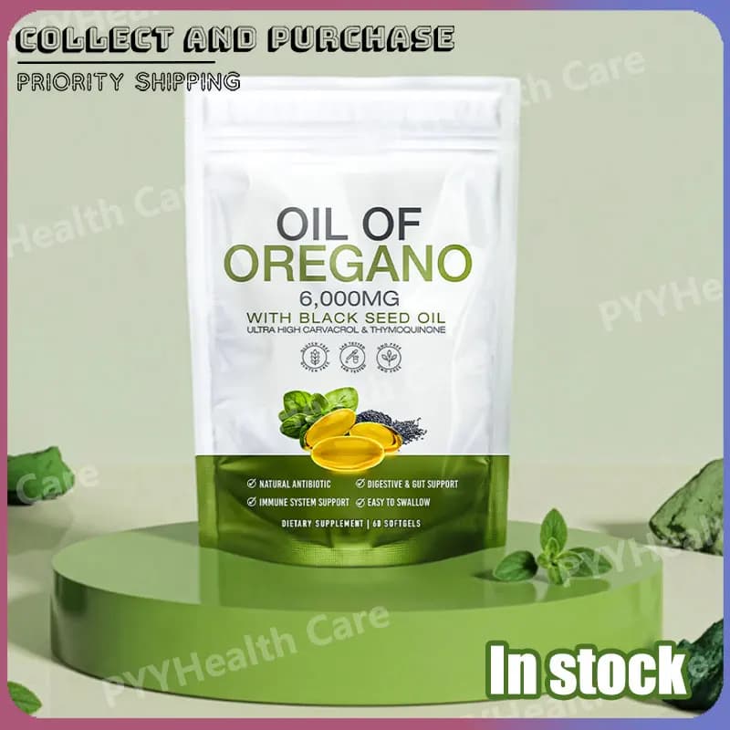 60 Count Oregano Oil Black Seed Oil Softgels Herbal Plant-Based Natural Supplement Capsules for Immune & Digestive Support