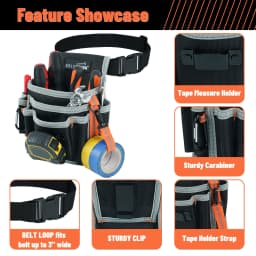 Electrician's Small Tool Pouch for Tool Belt Tool Pouch Tool Holster with Multiple Pockets, Construction Pouch Tool Organizer