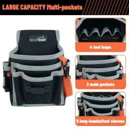 Electrician's Small Tool Pouch for Tool Belt Tool Pouch Tool Holster with Multiple Pockets, Construction Pouch Tool Organizer