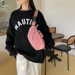 New Trendy and Minimalist Sports Casual Wind Lamp Core Velvet Waist Bag Solid Color Large Capacity Shoulder Bag Chest Bag
