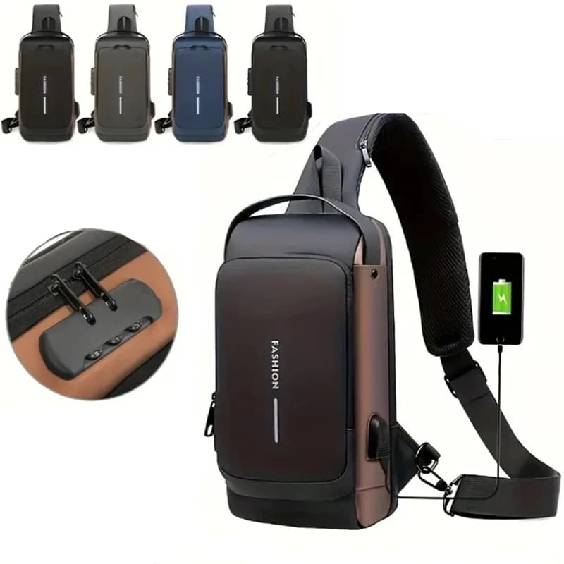 Men Multifunction Anti Theft USB Shoulder Bag Man Crossbody Cross Body Travel Sling Chest Bags Pack Messenger Pack