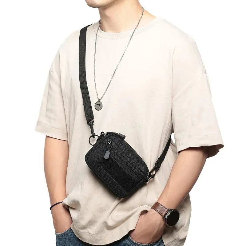Molle Waist Pack & Shoulder Bag 600D Nylon Organizer for Daily Essentials & Gadgets Tactical EDC Pouch Compact