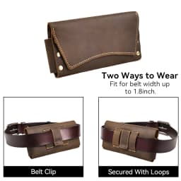 RIYAO Genuine Leather Waist Pack Vintage Dual Layer Phone Bag Pouch fanny pack For Men's Phone Holster Belt Bag Wallet Case Man