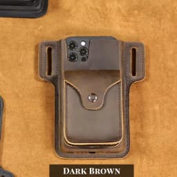 Genuine Leather Mobile Phone Holster Belt Case, Casual Waist Pack for Men, Phone Bag, Wallet Pocket, Cigarette Box for iPhone