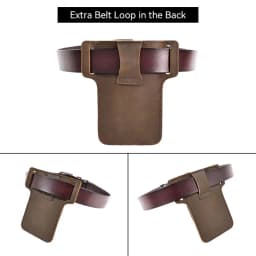 Genuine Leather Mobile Phone Holster Belt Case, Casual Waist Pack for Men, Phone Bag, Wallet Pocket, Cigarette Box for iPhone