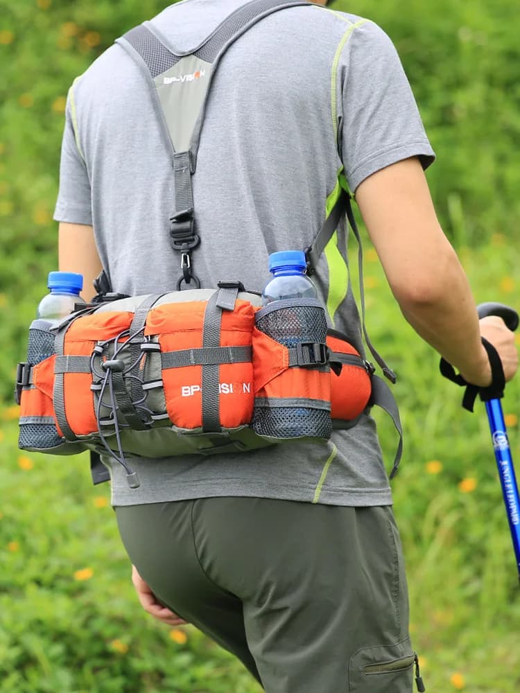 Unisex Outdoor Sports Waist Bag Multi-Functional Hiking Travel Backpack Cycling Water Bottle Holder Nylon Material Waterproof