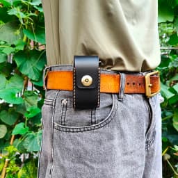 Blongk Leather Folding Glasses Box Belt Pack Cowhide Hand-made Foldable Glasses Case Small Waist Bag Men Women PD-ZD