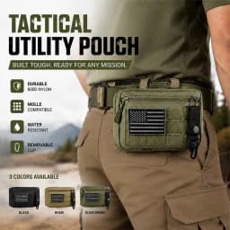 Outdoor Nylon Portable Men's Waist Bag, EDC Hunting Toolkit, Molle Pouch with Metal Hooks, Camouflage Waist Pack Coin Purse