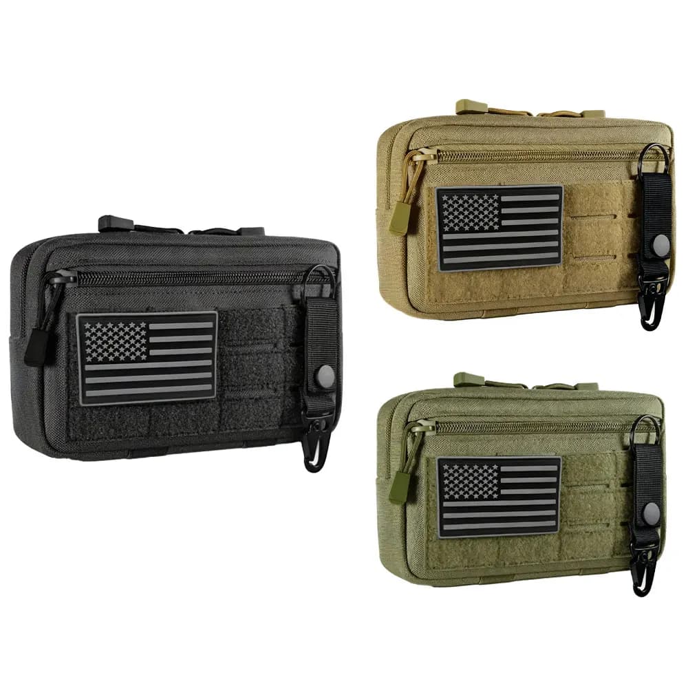 Outdoor Nylon Portable Men's Waist Bag, EDC Hunting Toolkit, Molle Pouch with Metal Hooks, Camouflage Waist Pack Coin Purse