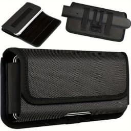 Fashion Simple Black Waist Belt Hanging Mobile Phone Bag Card Money License Case Stylish Multi-functional Men's Belt Bag