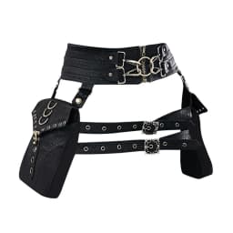 Steampunk PU Leather Women's Bag Retro Waist Bag Rivet Stitching Heavy-duty Design Belt Adjustable