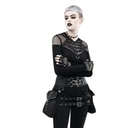 Steampunk PU Leather Women's Bag Retro Waist Bag Rivet Stitching Heavy-duty Design Belt Adjustable