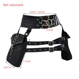 Steampunk PU Leather Women's Bag Retro Waist Bag Rivet Stitching Heavy-duty Design Belt Adjustable