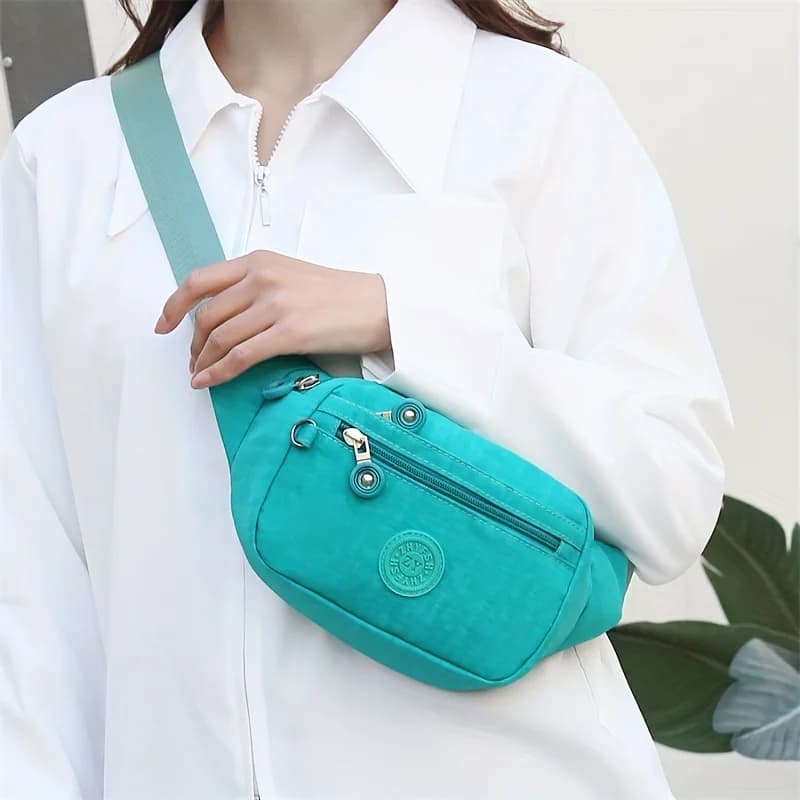 Lightweight Fanny Pack Crossbody Sling Bag, Multi Zipper Pockets Adjustable Wide Strap Waist Purse, Chest Bag for Women Running