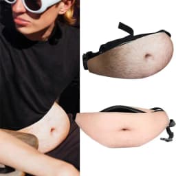 Fun Beer Belly Fanny Waist Packs Bag, Innovative Realistic Fake Dad Belly Adjustable Multifunctional Sports Hanging Waist Bag