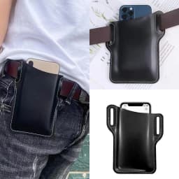 Men's Lightweight Portable Belt Clip Phone Bag Retro Storage Waist Bag Multifunctional Phone Holder Wallet Outdoor Travel Hiking