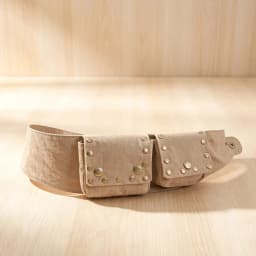 Niche Retro Hippie-Style Workwear Pocket Waist Bag with Studded Wide Belt and Tribal-Inspired Decorations for Women