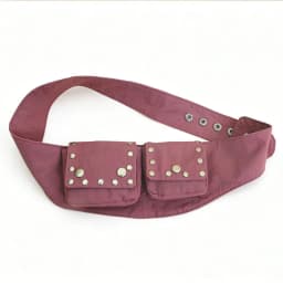 Niche Retro Hippie-Style Workwear Pocket Waist Bag with Studded Wide Belt and Tribal-Inspired Decorations for Women