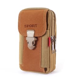 Durable Canvas Phone Waist Pouch, Buckle Closure Belt Holster, Multi‑Layer Utility Waist Bag for Hiking Travel Daily Carry