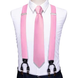 Barry.Wang Teal Blue Silk Mens Suspender Hanky Cufflinks Tie Set Adjustable Clip On Braces Self Necktie Male Wedding Business