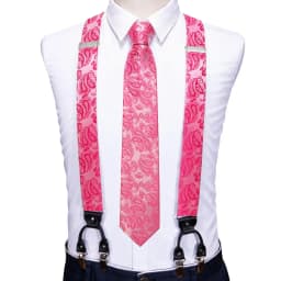 Barry.Wang Teal Blue Silk Mens Suspender Hanky Cufflinks Tie Set Adjustable Clip On Braces Self Necktie Male Wedding Business