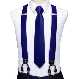 Barry.Wang Teal Blue Silk Mens Suspender Hanky Cufflinks Tie Set Adjustable Clip On Braces Self Necktie Male Wedding Business