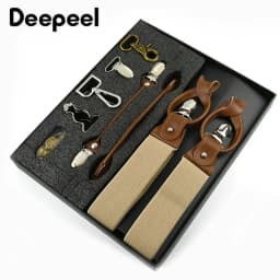 Deepeel 1Set 3.5*125cm Business Men Suspender Luxury Multi-set Suit 3/6 Clips Work Suspenders DIY Leather Elastic Male Jockstrap