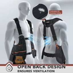 Leather Tool Vest for Men – Adjustable 37-Pocket Work Vest for Electricians, Carpenters, and Construction Workers