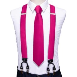 Barry.Wang Designer Mens Suspender Hanky Cufflinks Tie Set Adjustable Clip On Braces Self Necktie Male Wedding Business