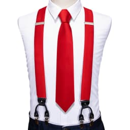 Barry.Wang Designer Mens Suspender Hanky Cufflinks Tie Set Adjustable Clip On Braces Self Necktie Male Wedding Business
