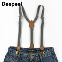 1Pc Deepeel 2/2.5*120cm Retro Mens Suspenders Unisex 4 Clips Y-Type Stripe Elastic Strap Braces Casual Accessory Male Jockstrap