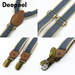 1Pc Deepeel 2/2.5*120cm Retro Mens Suspenders Unisex 4 Clips Y-Type Stripe Elastic Strap Braces Casual Accessory Male Jockstrap