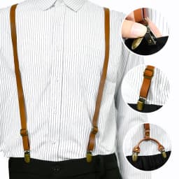 Deepeel Retro Leather Adults Men's Suspenders 4 Clips Y-Type Male Braces 1.5cm Wide Strap Harness Man Jeans Costume Accessories