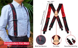MELOTOUGH Men's Suspenders Fully Elastic 2 Inch Wide X Back Heavy Duty Work Suspenders Braces For Men Tool Belt Suspender