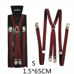 4 Clips On 1.5CM Wide Men Suspenders Women Elastic Adjustable Adult Braces Suspender Kids Children Boys Girls Accessories