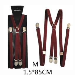 4 Clips On 1.5CM Wide Men Suspenders Women Elastic Adjustable Adult Braces Suspender Kids Children Boys Girls Accessories