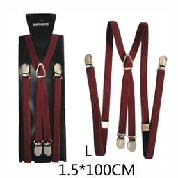 4 Clips On 1.5CM Wide Men Suspenders Women Elastic Adjustable Adult Braces Suspender Kids Children Boys Girls Accessories