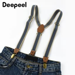 1Pc Deepeel 2/2.5*120cm Retro Mens Suspenders Unisex 4 Clips Y-Type Stripe Elastic Strap Braces Casual Accessory Male Jockstrap