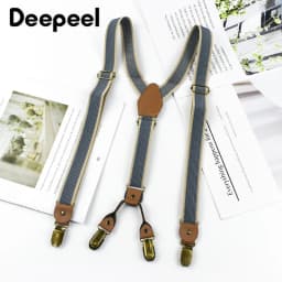 1Pc Deepeel 2/2.5*120cm Retro Mens Suspenders Unisex 4 Clips Y-Type Stripe Elastic Strap Braces Casual Accessory Male Jockstrap