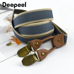 1Pc Deepeel 2/2.5*120cm Retro Mens Suspenders Unisex 4 Clips Y-Type Stripe Elastic Strap Braces Casual Accessory Male Jockstrap
