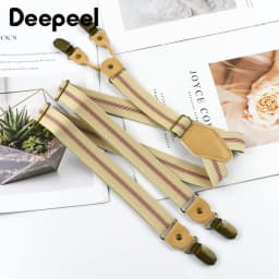 1Pc Deepeel 2/2.5*120cm Retro Mens Suspenders Unisex 4 Clips Y-Type Stripe Elastic Strap Braces Casual Accessory Male Jockstrap