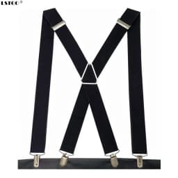 Solid Color Unisex Adult Suspenders Men XXL Large Size 3.5 cm Wide Adjustable Elastic 4 Clips X Back Women Trousers Braces Party